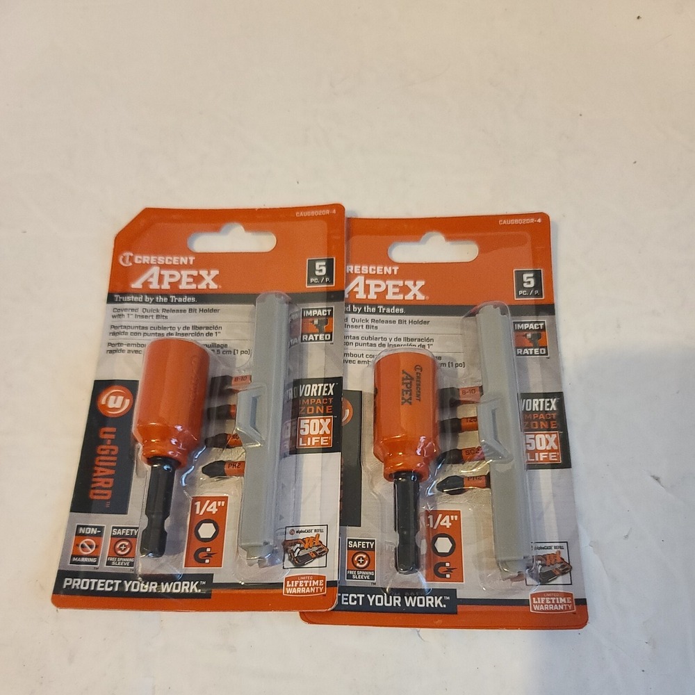 Crescent Apex Impact Driver Bit 5 pc Quick Release Magnet Bit Holder Lot of 2‎